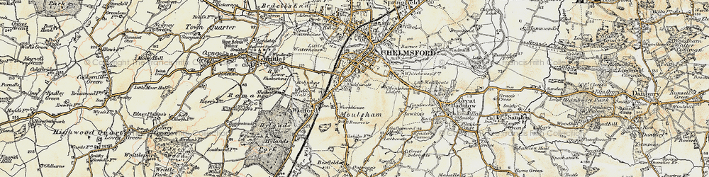 Old map of Moulsham in 1898