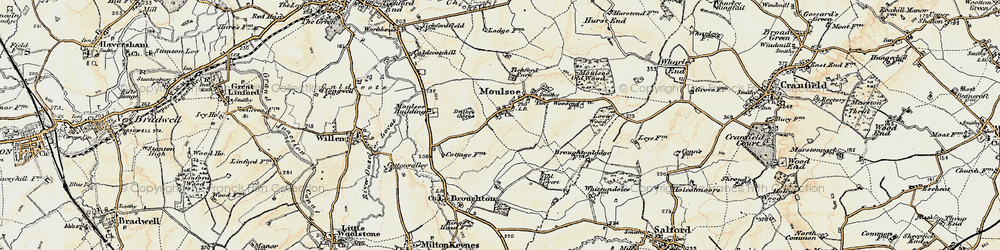 Old map of Moulsoe in 1898-1901
