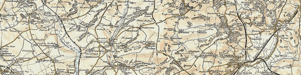 Old map of Moulton in 1899-1900