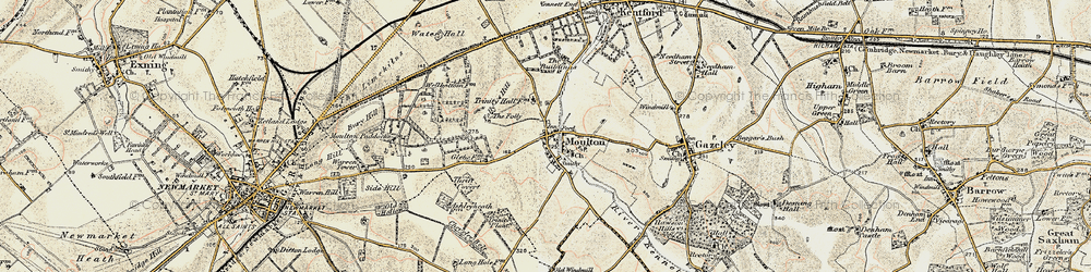 Old map of Moulton in 1899-1901