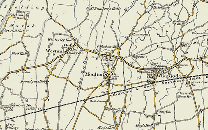 Old map of Moulton in 1901-1902