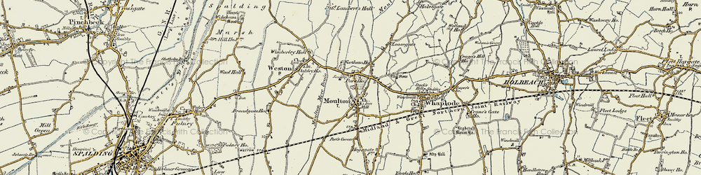 Old map of Moulton in 1901-1902