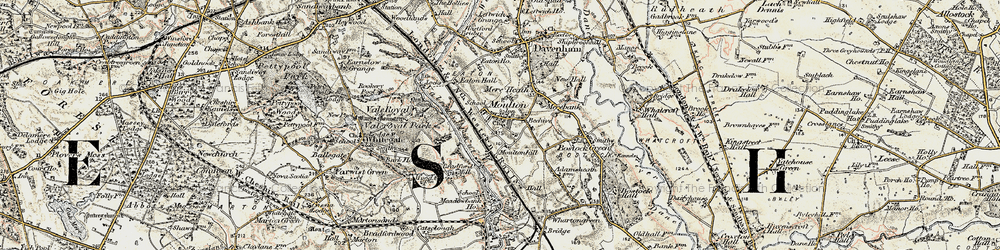 Old map of Moulton in 1902-1903