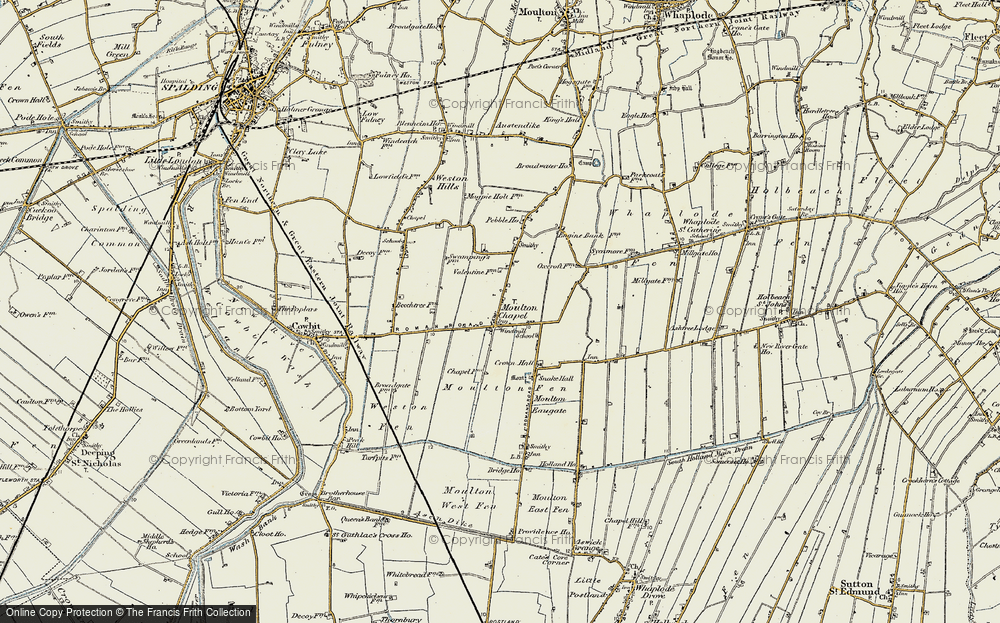 Old Map of Moulton Chapel, 1901-1902 in 1901-1902