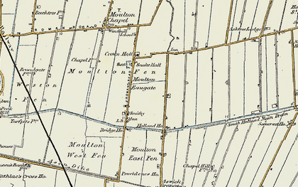 Old map of Moulton Eaugate in 1901-1902