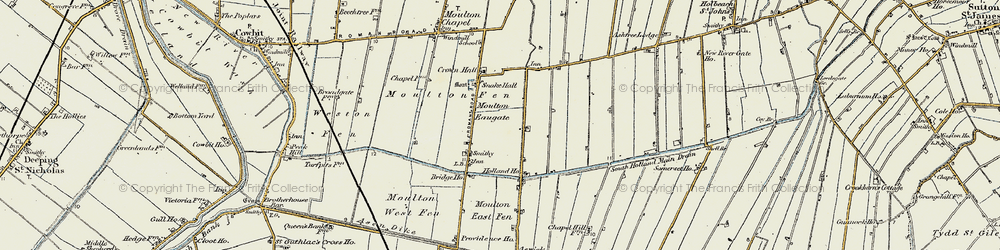 Old map of Moulton Eaugate in 1901-1902