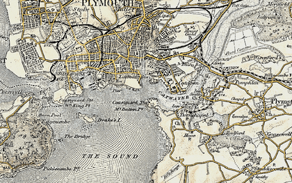 Old map of Mount Batten in 1899-1900