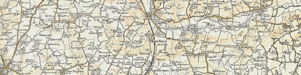 Old map of Mount Bures in 1898-1899
