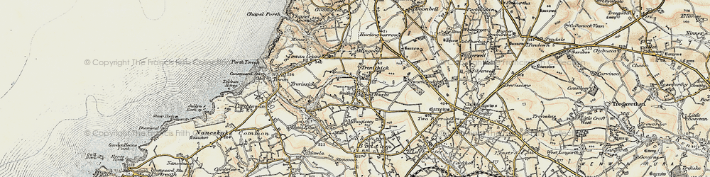 Old map of Mount Hawke in 1900