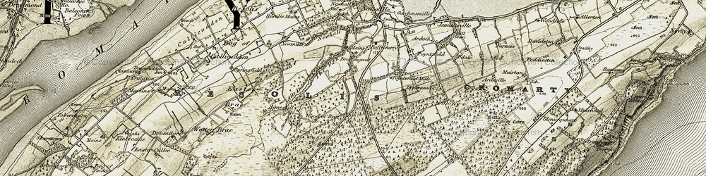 Old map of Wood of Brae in 1911-1912