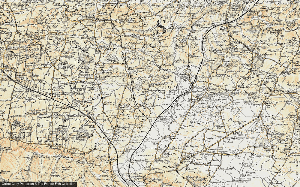 Old Map of Historic Map covering Bevern Stream in 1898