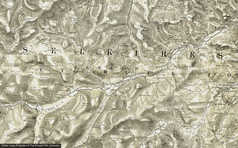 Old Map of Historic Map covering Bell Sike in 1904