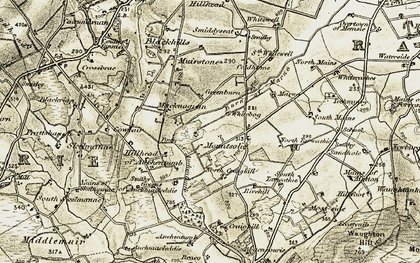 Old map of Burn of Marno in 1909-1910