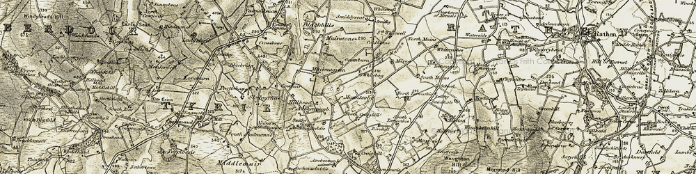 Old map of West Tarwathie in 1909-1910