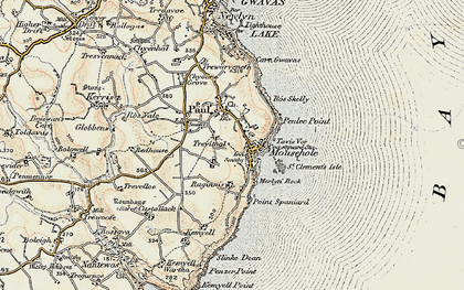 Old map of Mousehole in 1900