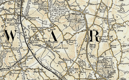 Old map of Mousley End in 1901-1902