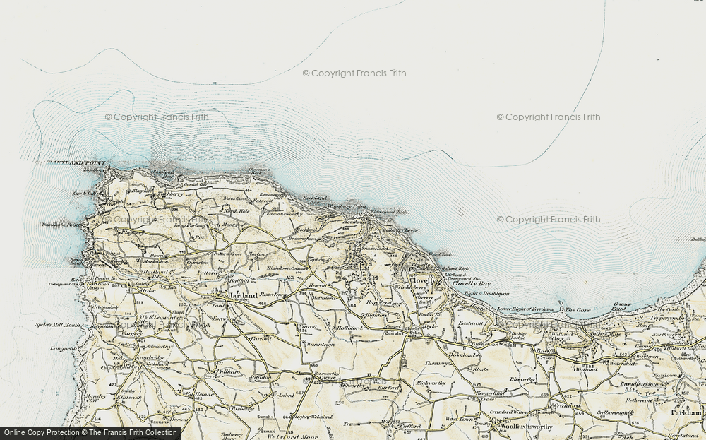 Old Map of Historic Map covering Blackchurch Rock in 1900
