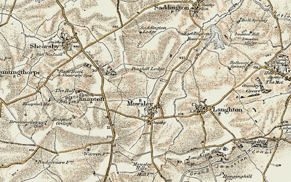 Old map of Mowsley in 1901-1902