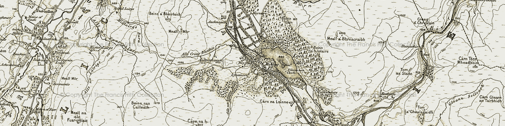 Old map of Beinn na h-lolaire in 1908-1912