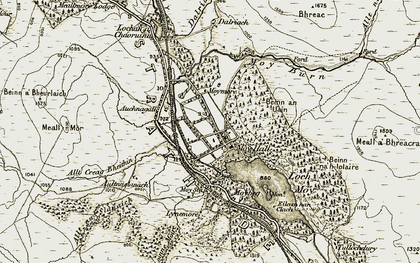 Old map of Beinn a' Bheurlaich in 1908-1912