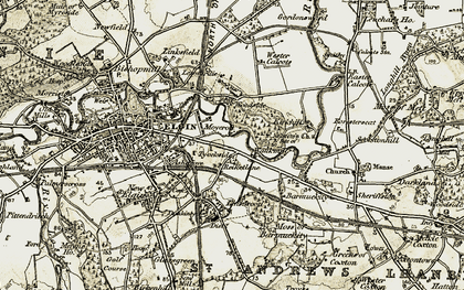 Old map of Wester Calcots in 1910-1911