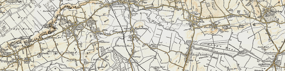 Old map of Muchelney in 1898-1900