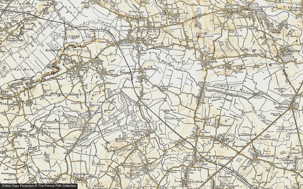 Old Map of Muchelney Ham, 1898-1900 in 1898-1900