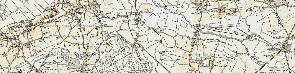 Old map of Muchelney Ham in 1898-1900