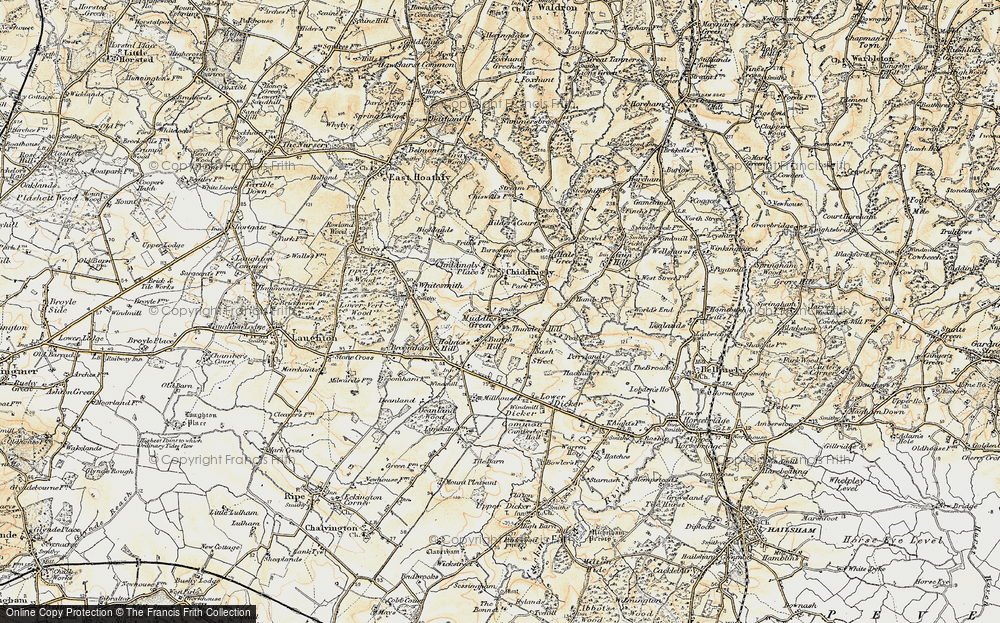 Old Map of Muddles Green, 1898 in 1898