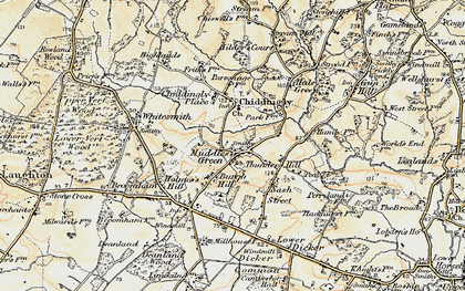 Old map of Muddles Green in 1898