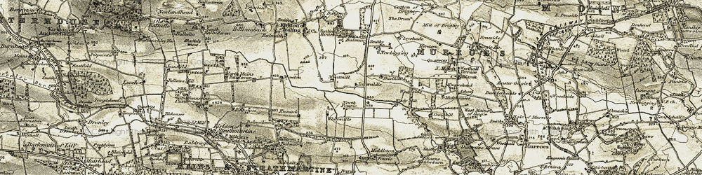Old map of Muir of Pert in 1907-1908