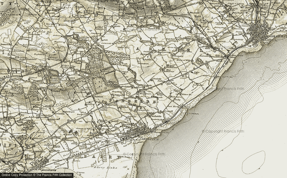 Old Map of Historic Map covering West Scryne in 1907-1908