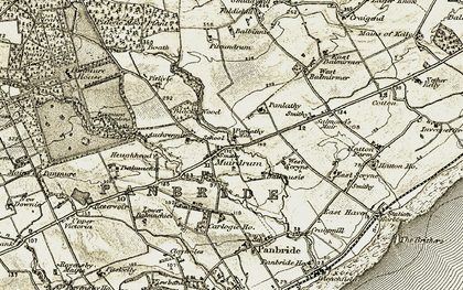 Old map of Muirdrum in 1907-1908