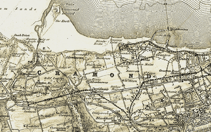 Old map of Birnie Rocks in 1903-1906