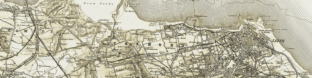 Old map of Birnie Rocks in 1903-1906