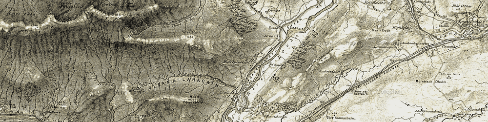 Old map of Allt Coire an Lightuinn in 1906-1908