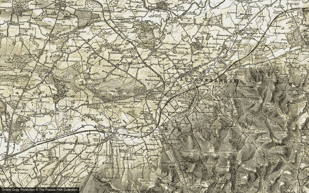 Old Map of Historic Map covering White Muir in 1906-1908