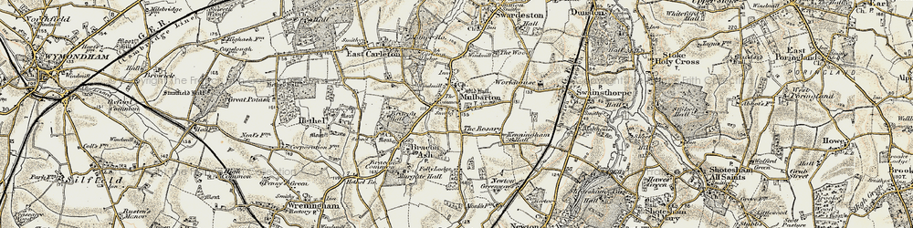 Old map of Mulbarton in 1901-1902