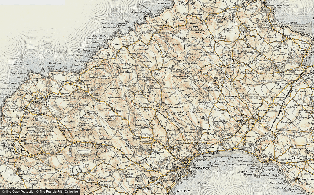 Old Map of Historic Map covering Bosulval in 1900