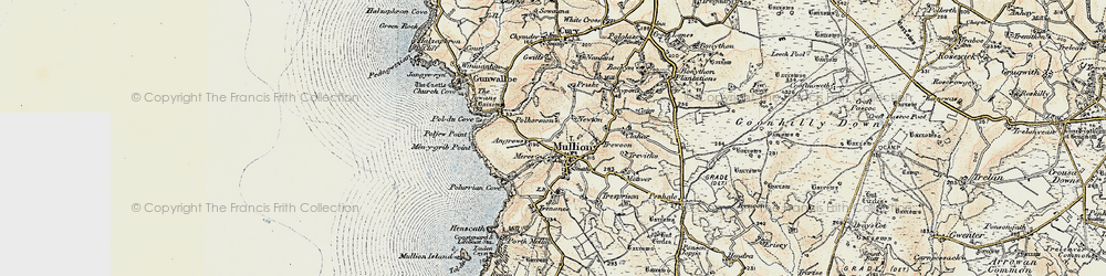 Old map of Mullion in 1900