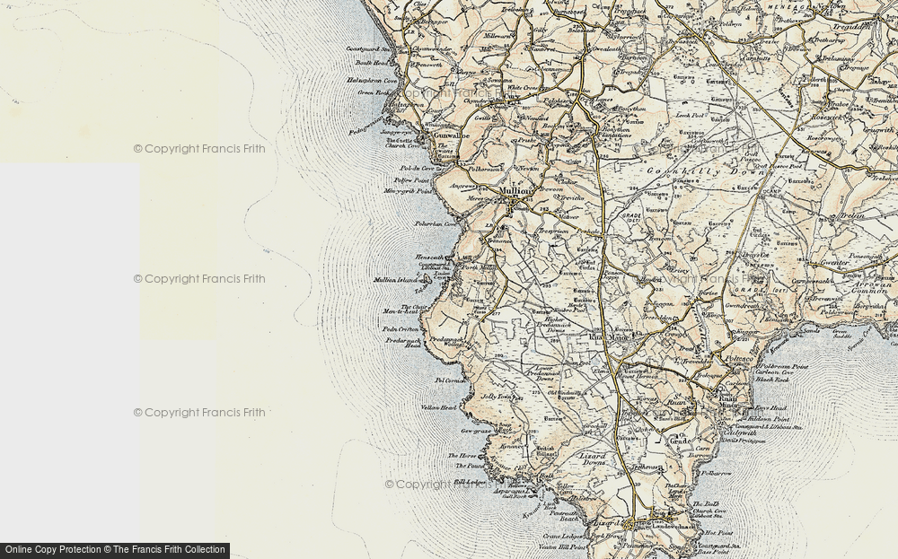 OLD ORDNANCE SURVEY MAP THE LIZARD 1894 HELSTON MAWGAN MULLION PORTHLEVEN 