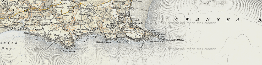 Old map of Mumbles, The in 1900-1901