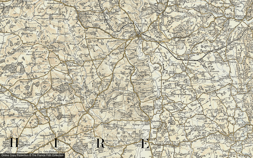 Old Map of Historic Map covering Avenbury Court in 1899-1901