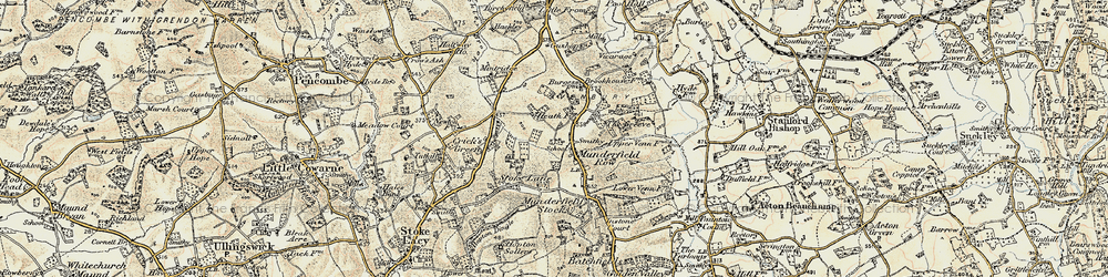 Old map of Munderfield Row in 1899-1901