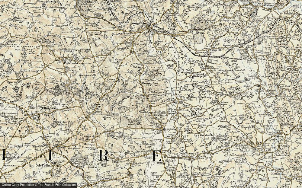 Old Map of Munderfield Stocks, 1899-1901 in 1899-1901