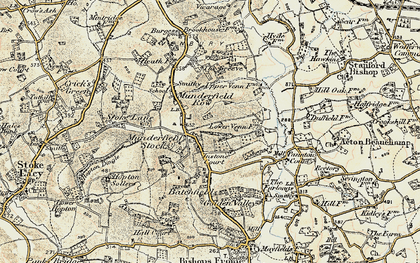 Old map of Munderfield Stocks in 1899-1901