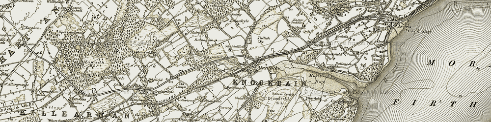 Old map of Belmaduthy in 1911-1912