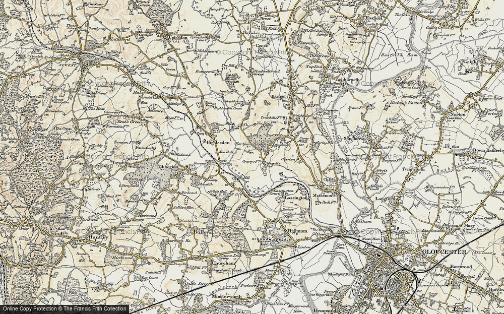 Old Map of Historic Map covering Hartpury College in 1898-1900