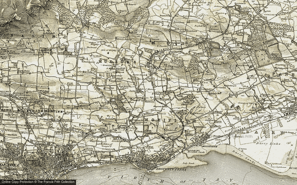 Old Map of Murroes, 1907-1908 in 1907-1908