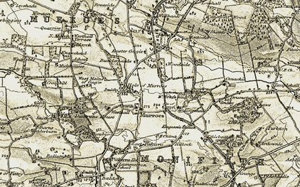 Old map of Murroes in 1907-1908
